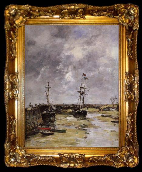 framed  Eugene Boudin Port de Trouville a maree basse, ta009-2